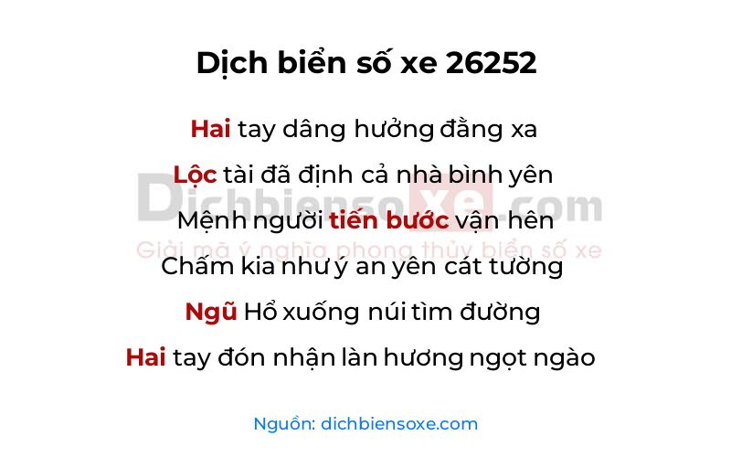 Dịch thơ biển số 26252