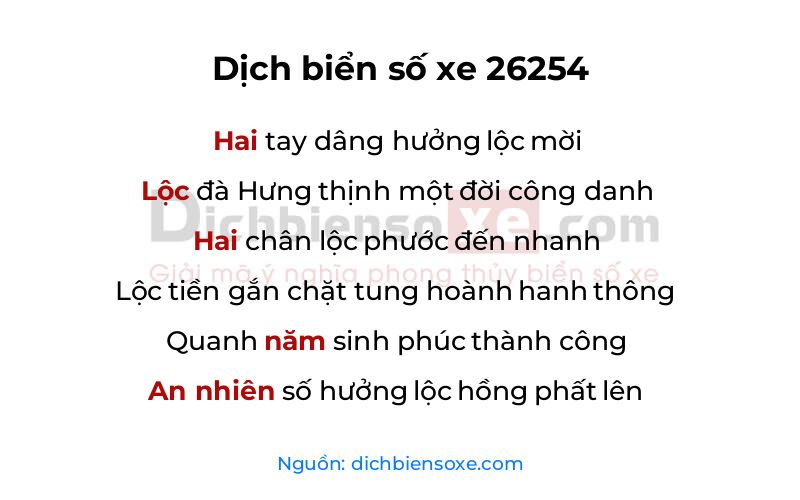 Dịch thơ biển số 26254
