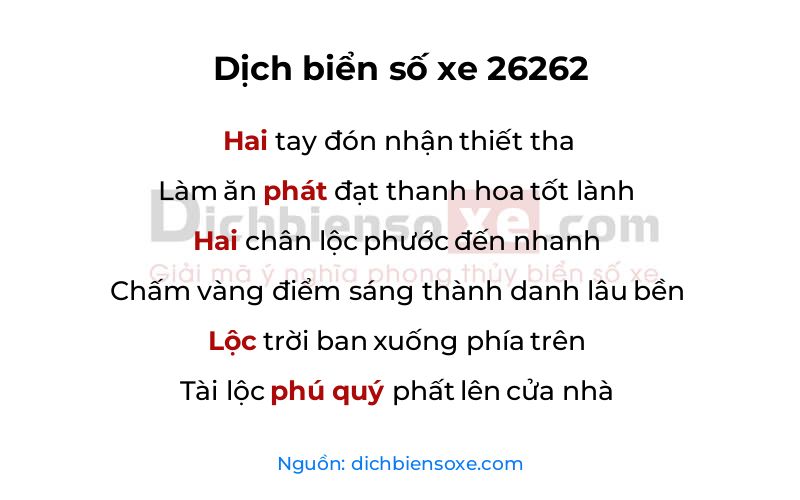 Dịch thơ biển số 26262