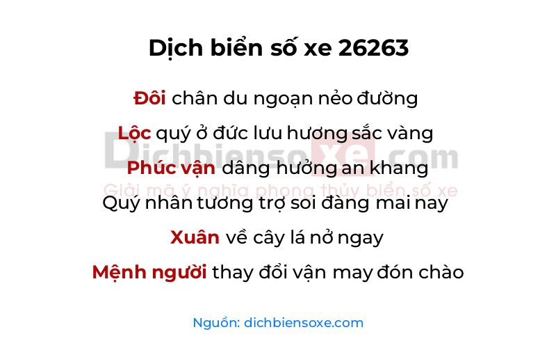 Dịch thơ biển số 26263