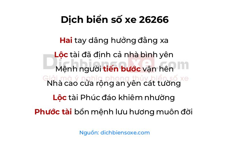 Dịch thơ biển số 26266