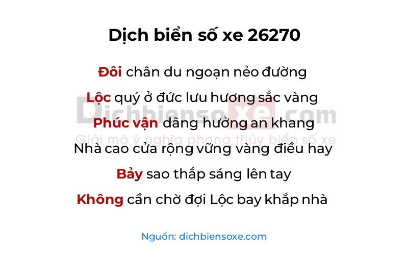 Dịch thơ biển số 26270