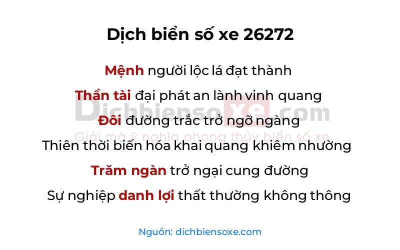 Dịch thơ biển số 26272