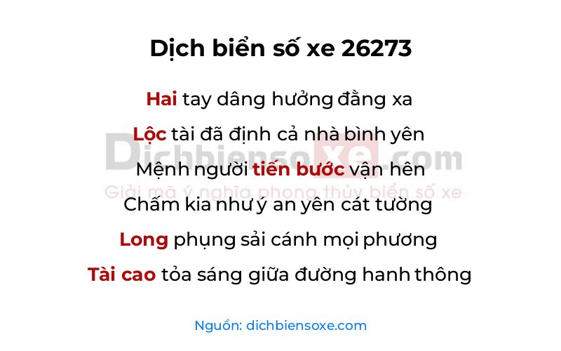 Dịch thơ biển số 26273