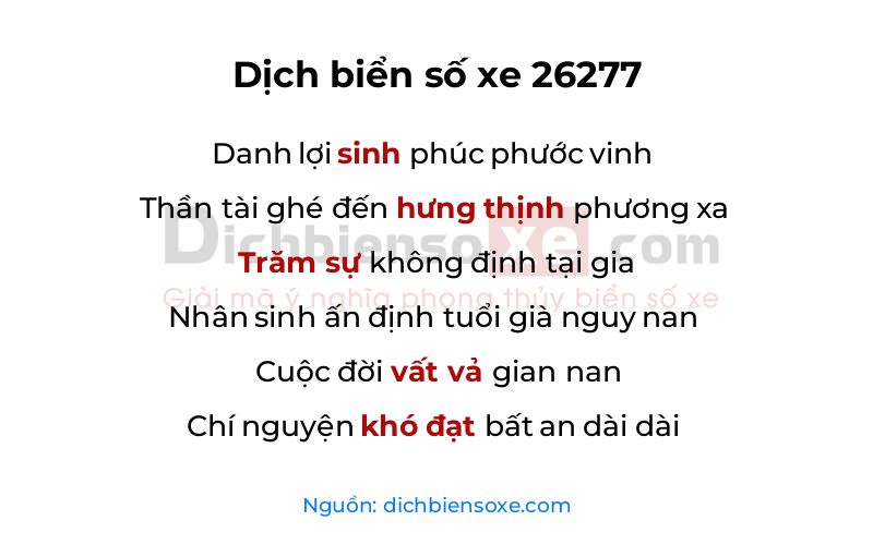 Dịch thơ biển số 26277