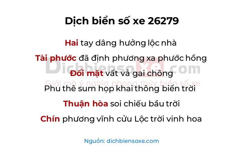 Dịch thơ biển số 26279