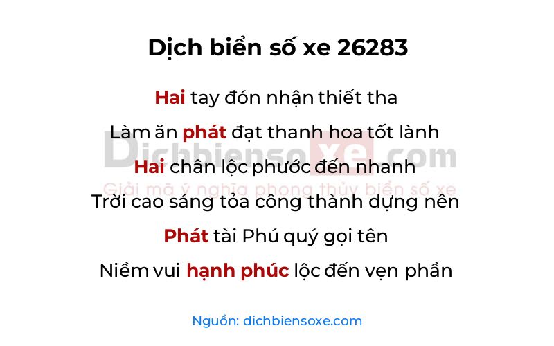 Dịch thơ biển số 26283