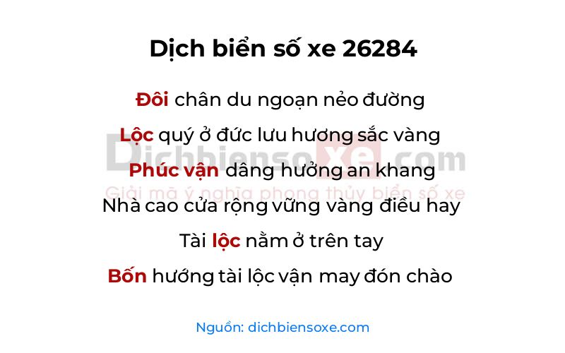 Dịch thơ biển số 26284