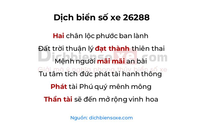 Dịch thơ biển số 26288