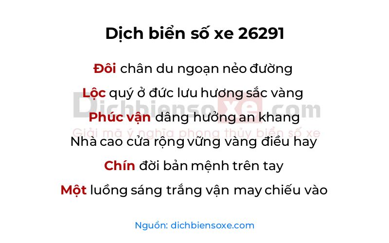 Dịch thơ biển số 26291