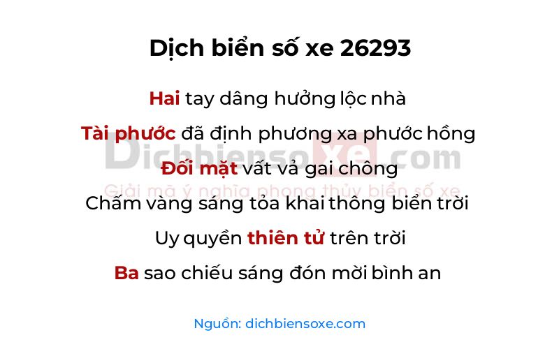 Dịch thơ biển số 26293