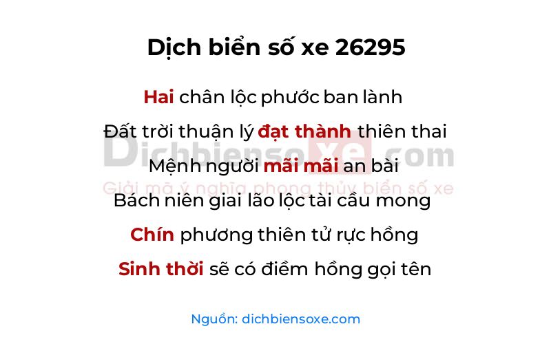 Dịch thơ biển số 26295