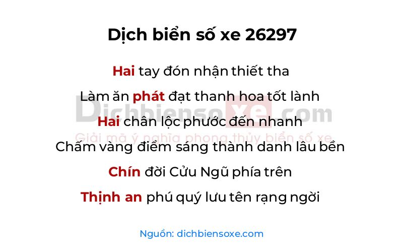 Dịch thơ biển số 26297