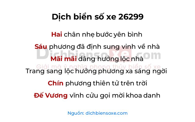 Dịch thơ biển số 26299