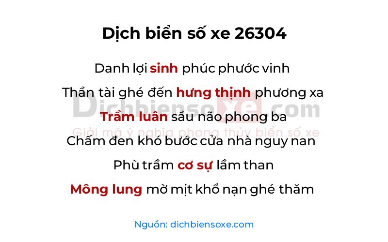 Dịch thơ biển số 26304