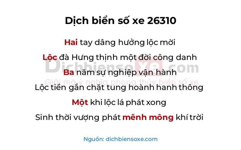 Dịch thơ biển số 26310
