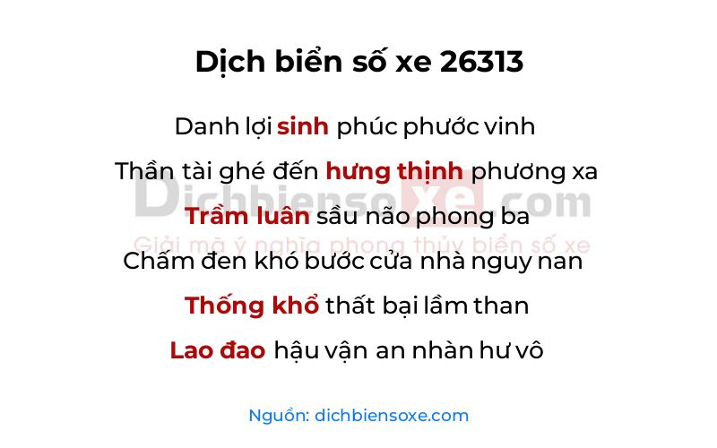 Dịch thơ biển số 26313