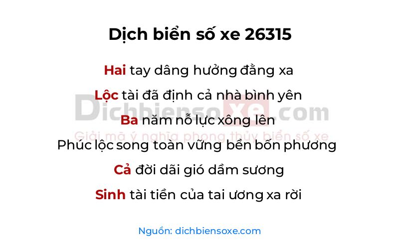 Dịch thơ biển số 26315