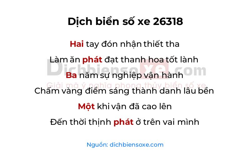 Dịch thơ biển số 26318