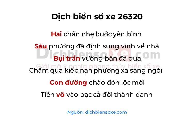 Dịch thơ biển số 26320