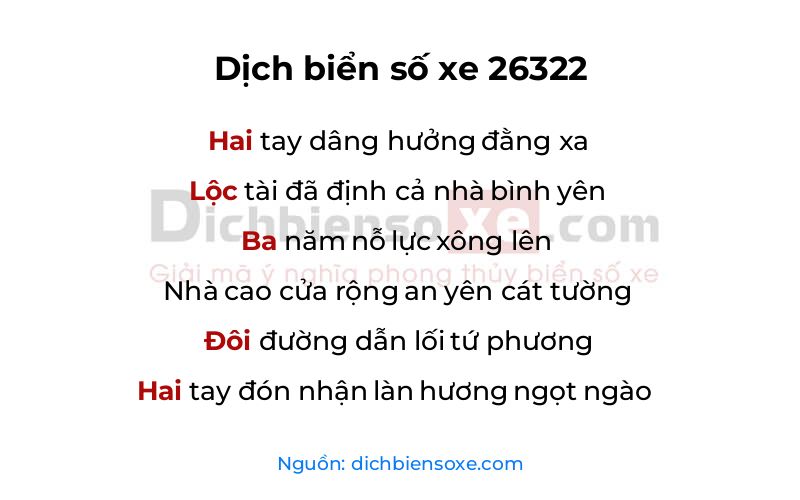 Dịch thơ biển số 26322