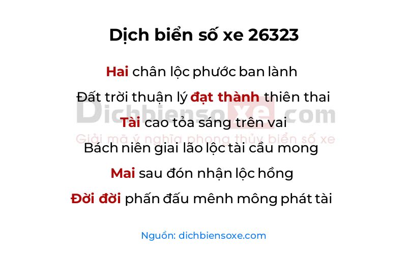 Dịch thơ biển số 26323