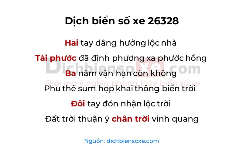 Dịch thơ biển số 26328