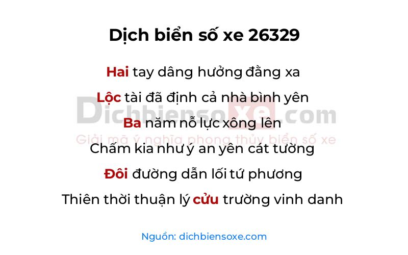 Dịch thơ biển số 26329