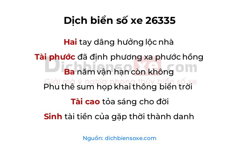Dịch thơ biển số 26335