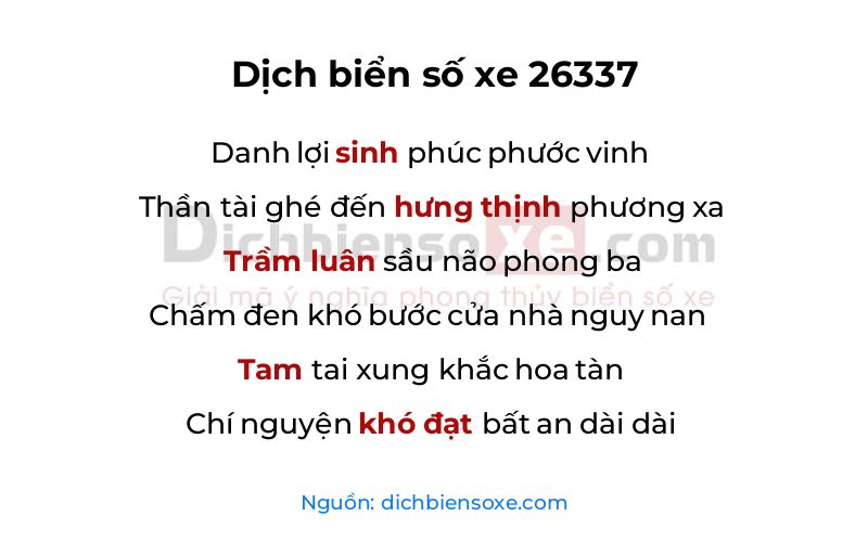 Dịch thơ biển số 26337