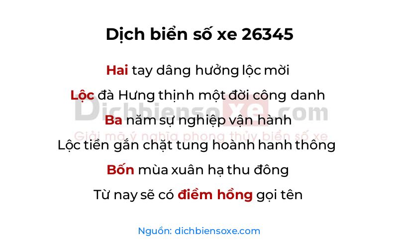 Dịch thơ biển số 26345