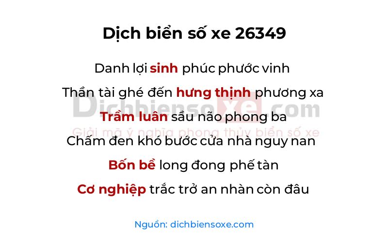 Dịch thơ biển số 26349