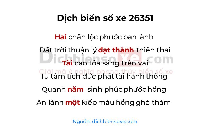 Dịch thơ biển số 26351