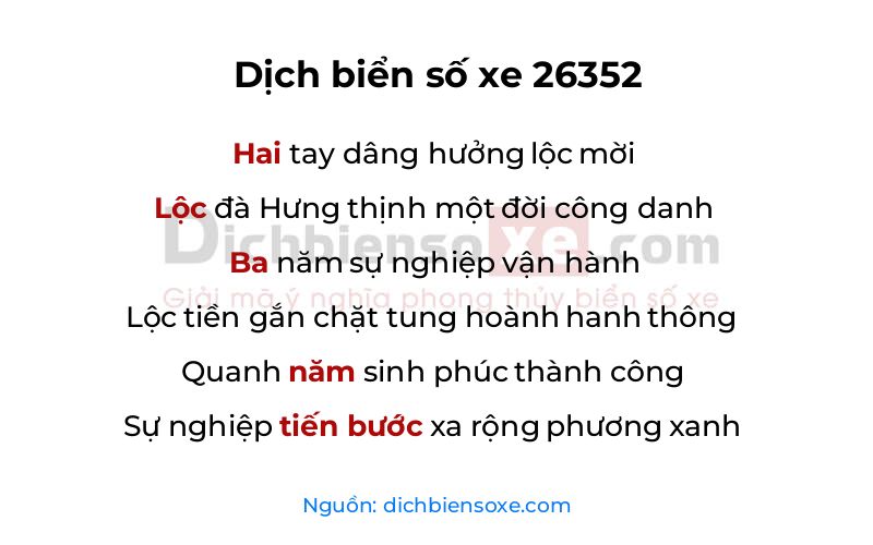 Dịch thơ biển số 26352