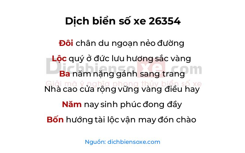 Dịch thơ biển số 26354