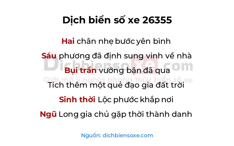 Dịch thơ biển số 26355