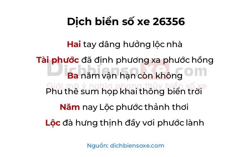 Dịch thơ biển số 26356