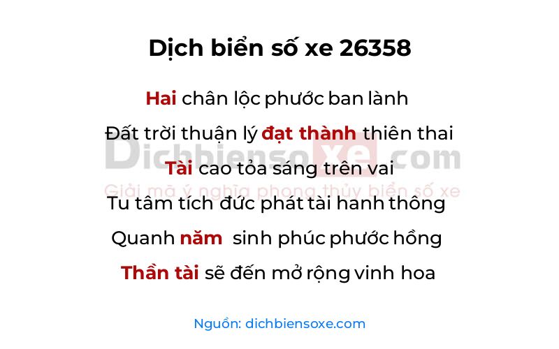 Dịch thơ biển số 26358
