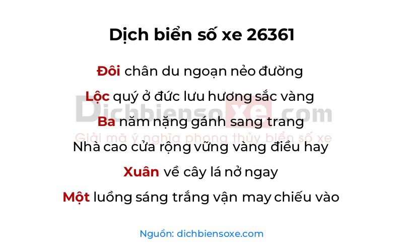 Dịch thơ biển số 26361