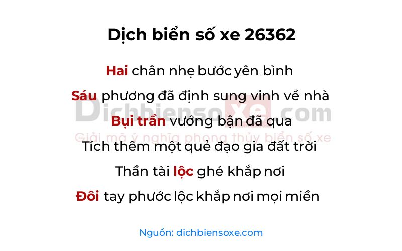 Dịch thơ biển số 26362