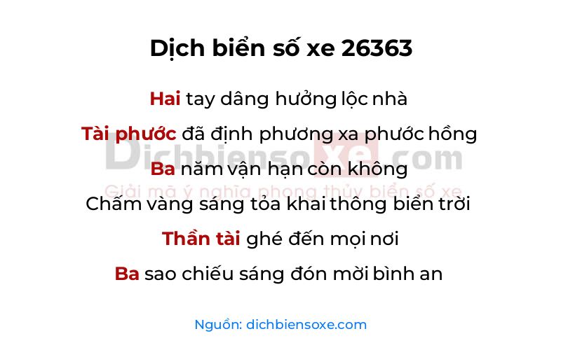 Dịch thơ biển số 26363