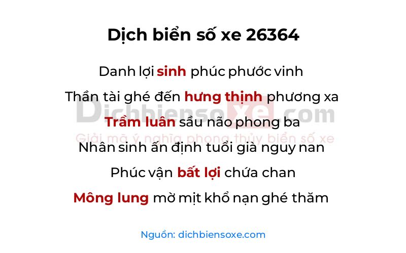 Dịch thơ biển số 26364