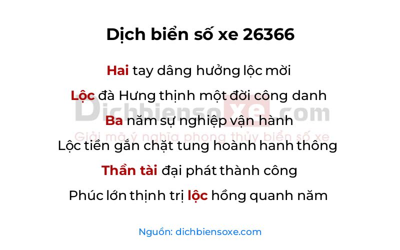 Dịch thơ biển số 26366