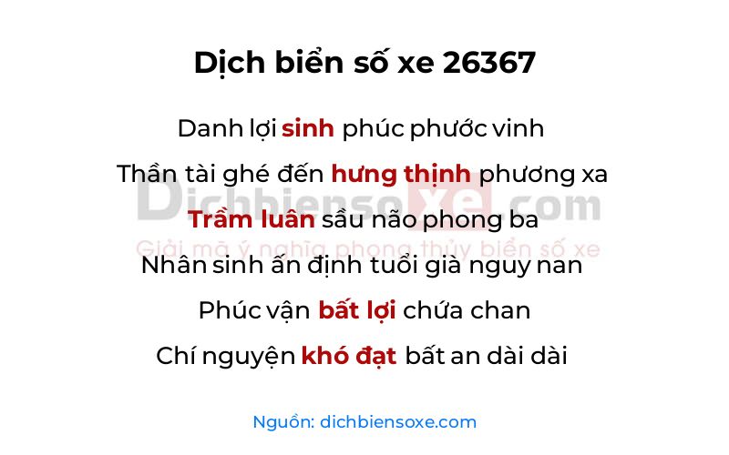 Dịch thơ biển số 26367