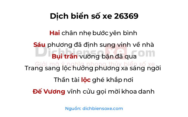 Dịch thơ biển số 26369
