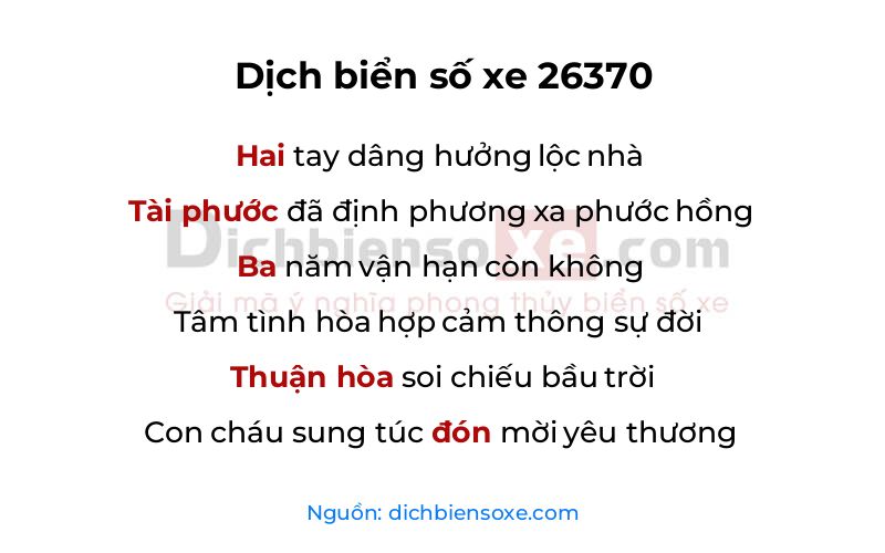 Dịch thơ biển số 26370