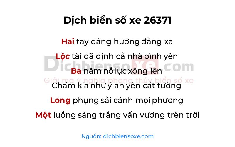 Dịch thơ biển số 26371