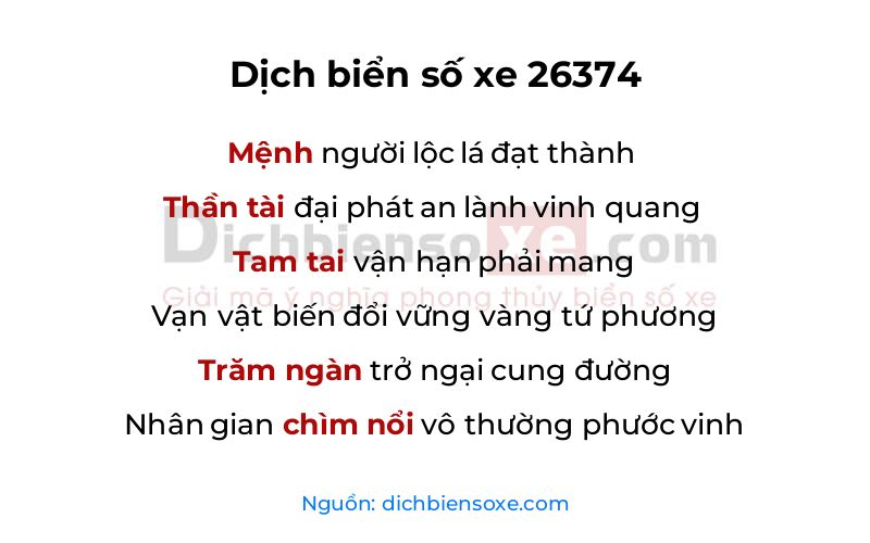 Dịch thơ biển số 26374