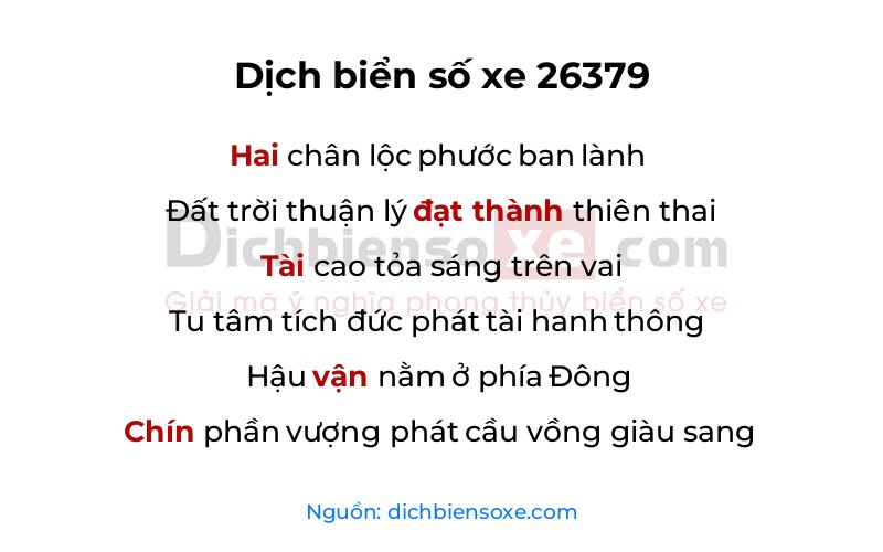 Dịch thơ biển số 26379