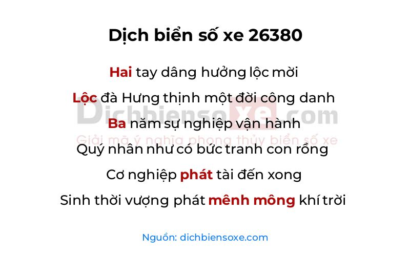 Dịch thơ biển số 26380